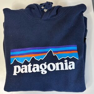 Patagonia SMALL+XL Navy P-6 Logo Uprisal Hoodie Worn/Vintage Look Recycled